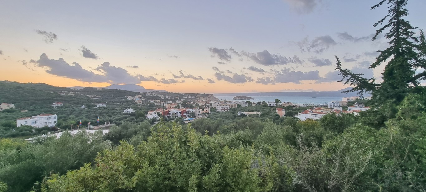 Plot with forever unobstructed mountains and sea views, walking distance to Almirida beach, Chania